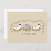 Kat Derde dag 3 Franse kerstmis Briefkaart (Voorkant / Achterkant)