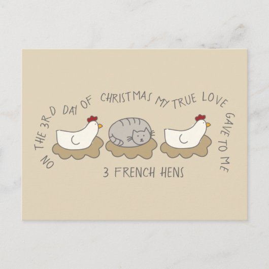 Kat Derde dag 3 Franse kerstmis Briefkaart (Voorkant)