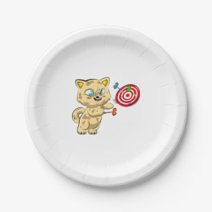 Kat die Darts speelt Papieren Bordje