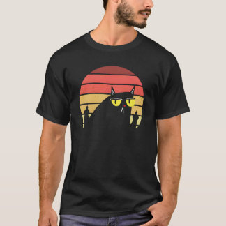 Kat die de middelvinger opsteekt naar Retro zonson T-shirt
