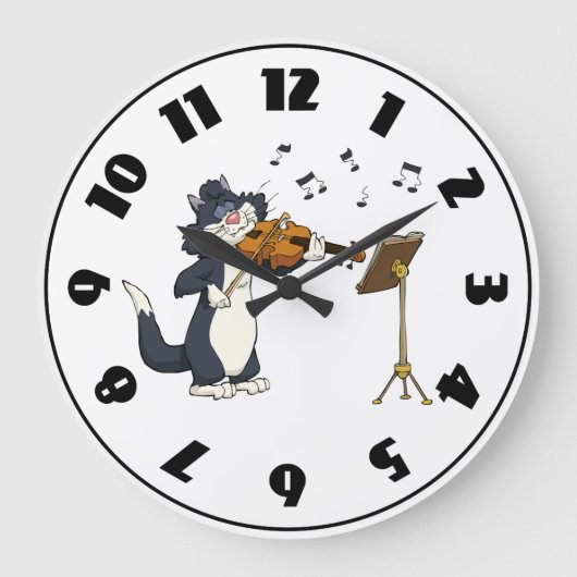 Kat die de Violin Clock speelt Grote Klok (Voorkant)