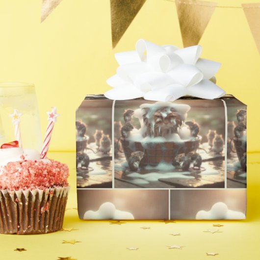 Kat die een bad neemt cadeaupapier (Verjaardagsfeest)