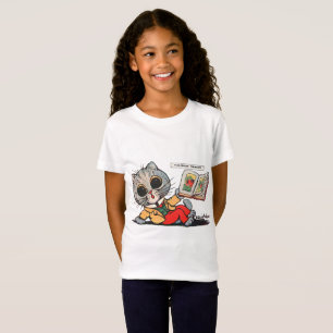 Kat die een boek over een Afbeelding leest, Louis T-shirt