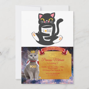 Kat die een koffie-mok knuffelt - Kies achtergrond Kaart