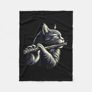 Kat die fluitmuzikant speelt Kattenliefhebber Fleece Deken