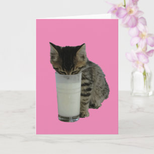 Kat die melk uit een glas steelt kaart