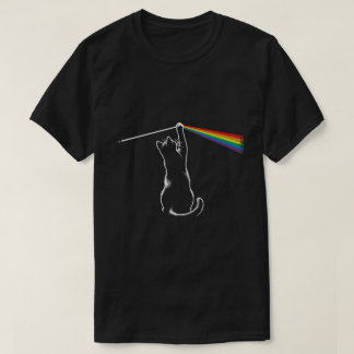 Kat die met licht speelt | Minimaal regenboogontwe T-shirt