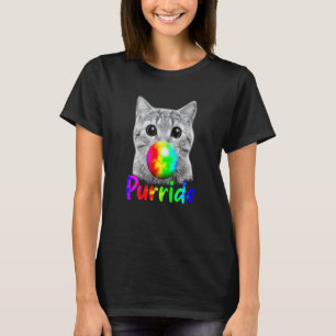 Kat die op Bubble Gum kauwt Purride LGBQ Pride Vla T-shirt