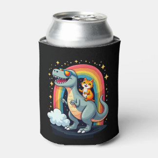 Kat die op dinosaurus T-Rex kitten regenboog dino  Blikjeskoeler