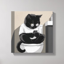 Kat die op een toilet zit