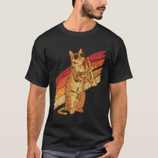 Kat die trombone speelt met zonnebril trombonist t-shirt