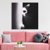 Kat die zich in schaduwen verbergt canvas afdruk (Insitu (Woonkamer))