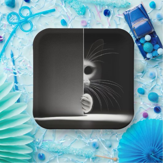 Kat die zich in schaduwen verbergt papieren bordje (Feest)