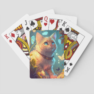 Kat Dier Portret Schilderij Pet Karakter Pokerkaarten