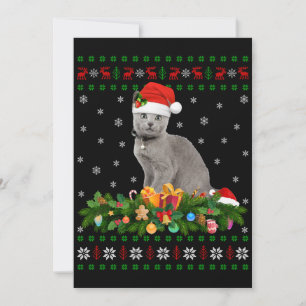 Kat Dierenliefhebber Kerstman Hoed Lelijke Russisc Kaart