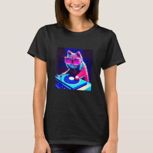 Kat DJ Vaporwave Esthetiek Mannen Jongens Meisjes T-shirt