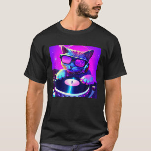 Kat DJ Vaporwave Esthetiek Mannen Jongens Meisjes  T-shirt