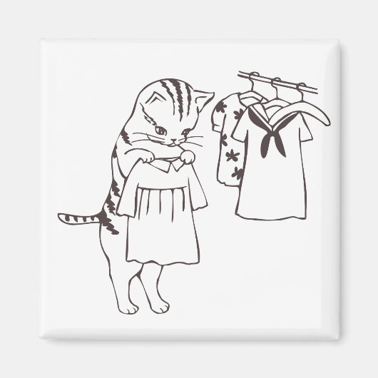 Kat doet de was magneet (Voorkant)