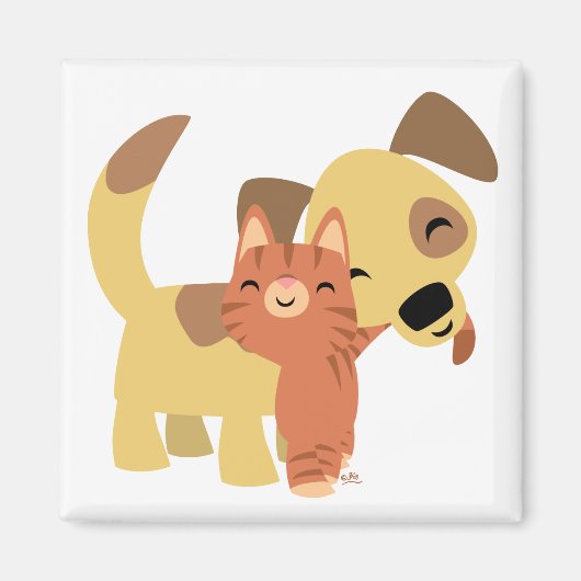 Kat & Doggy cartoon magnet Magneet (Voorkant)