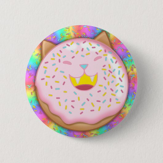 Kat-Doughnut: Bevroren met achtergrondpin Ronde Button 5,7 Cm (Voorkant)