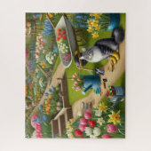 Kat draagt tuinlaarzen Bloemen Legpuzzel (Verticaal)