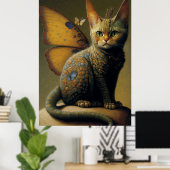 kat draak met vlindervleugels poster (Thuiskantoor)