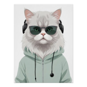 Kat Dragen Hoodie Grappig Cool Dier Karakter Kunst Perfect Poster