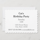 Kat Dress Birthday Party Invitation Kaart (Achterkant)