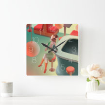 Kat Drink bier bij barbaarse muur klok