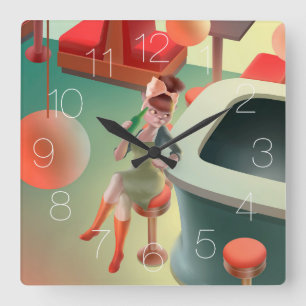 Kat Drink bier bij barbaarse muur klok