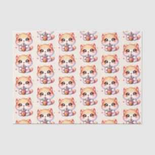 Kat Drink Boba Schattigee Bubble Tea Tissuepapier