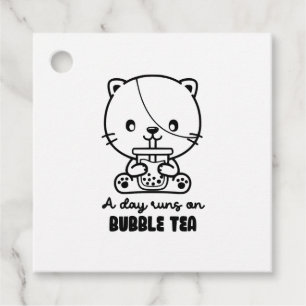 Kat Drink Bubble Tea, Boba Tea Clipart Bedankjes Labels