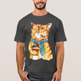 Kat drink koffieschilderende keuken t-shirt
