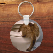 Kat Drinken als een hond Sleutelhanger (Voorkant)