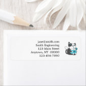 Kat drinken van stro - Kies achtergrondkleur Etiket (Insitu)