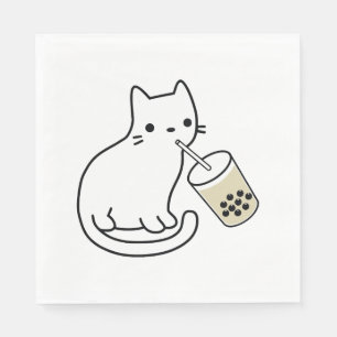 Kat Drinkend Boba Melk Thee Bobalogie Hoodie Servet