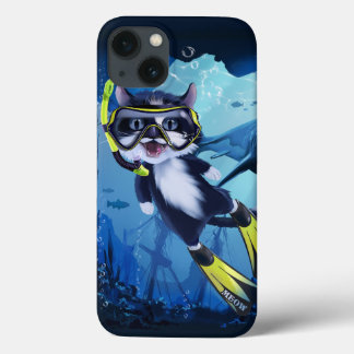 Kat duiker en haai die glimlachen iPhone 13 hoesje