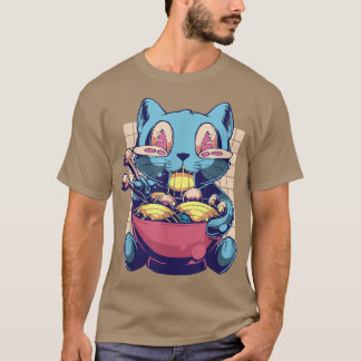 Kat Eat Ramen Vaporwave 90's esthetisch Japans en T-shirt