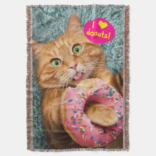 Kat Eating Donut Deken (Voorkant Verticaal)