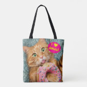 Kat Eating Donut Draagtas (Achterkant)