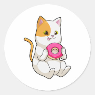 Kat Eating Donut Ronde Sticker