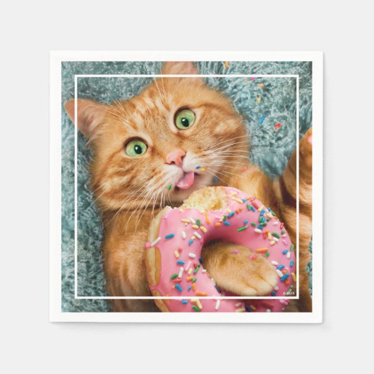 Kat Eating Donut Servet (Voorkant)