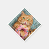 Kat Eating Donut Servet (Hoek)