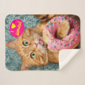 Kat Eating Donut Sherpa Deken (Voorkant (horizontaal))