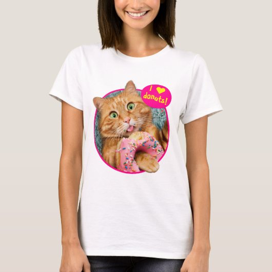 Kat Eating Donut T-shirt (Voorkant)