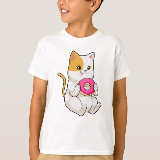 Kat Eating Donut T-shirt (Voorkant)