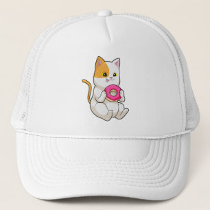 Kat Eating Donut Trucker Pet