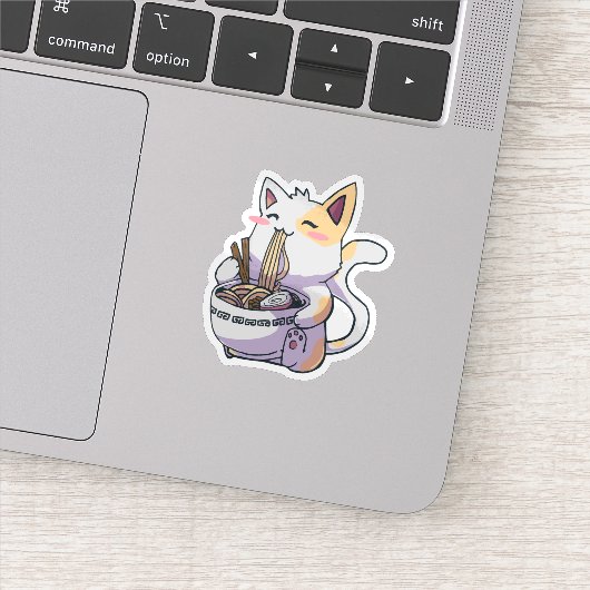 Kat Eating Ramen Sticker (Detail)