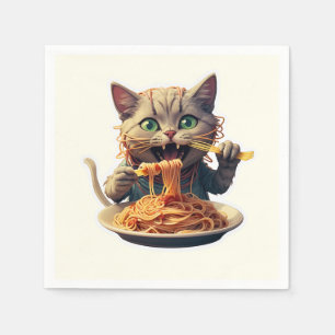 Kat Eating Spaghetti Servet