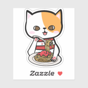 Kat Eating Spaghetti Sticker